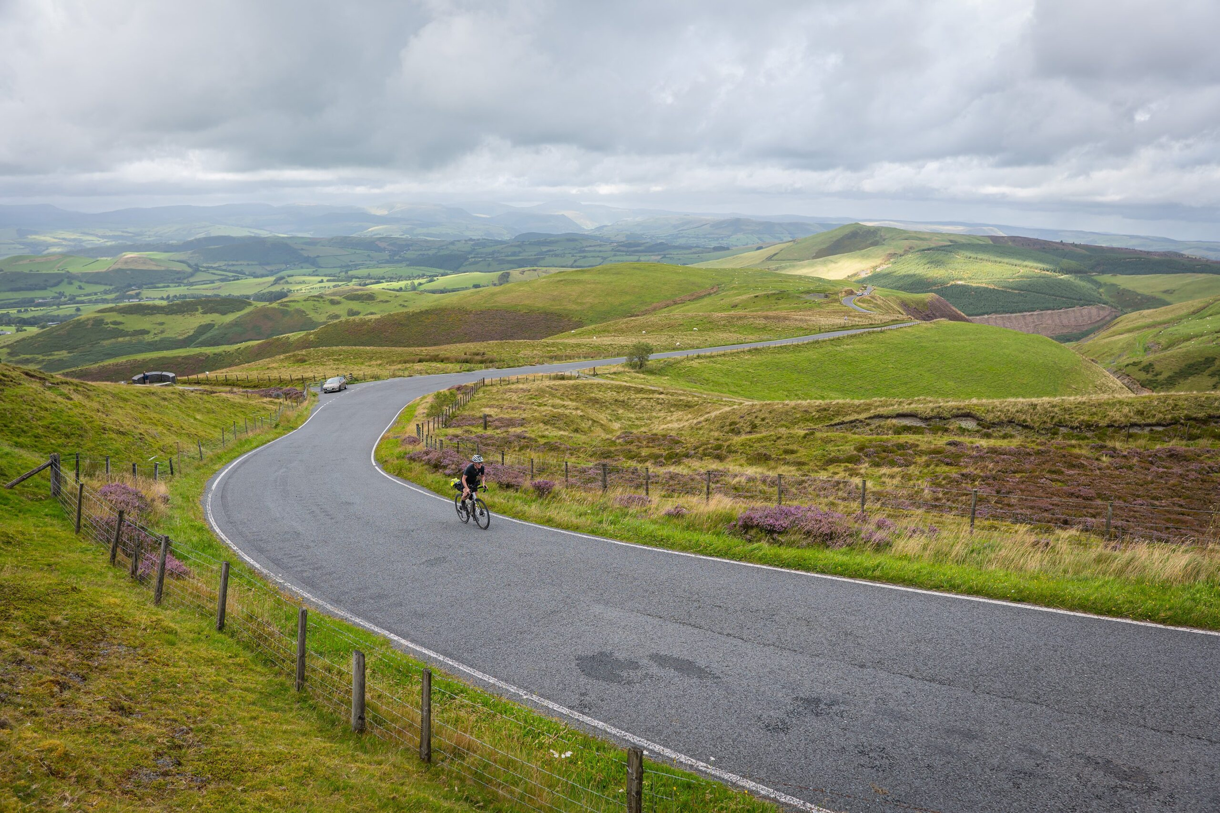 A rider on the mountain road above Machynlleth
