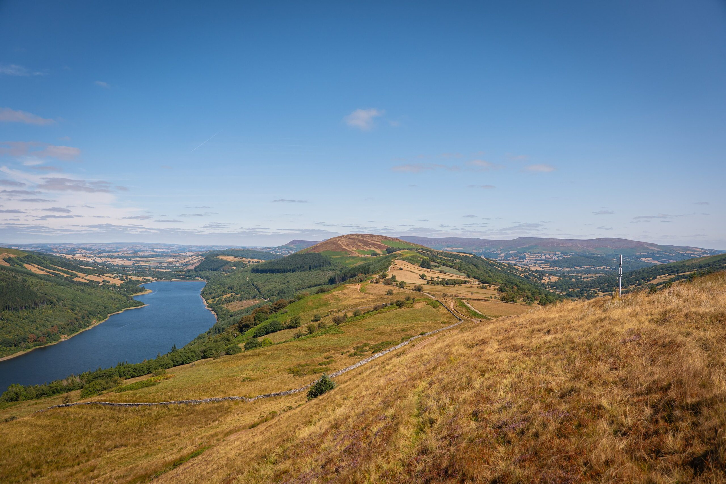 The wide valley around Talybont Reservoir under a big sky